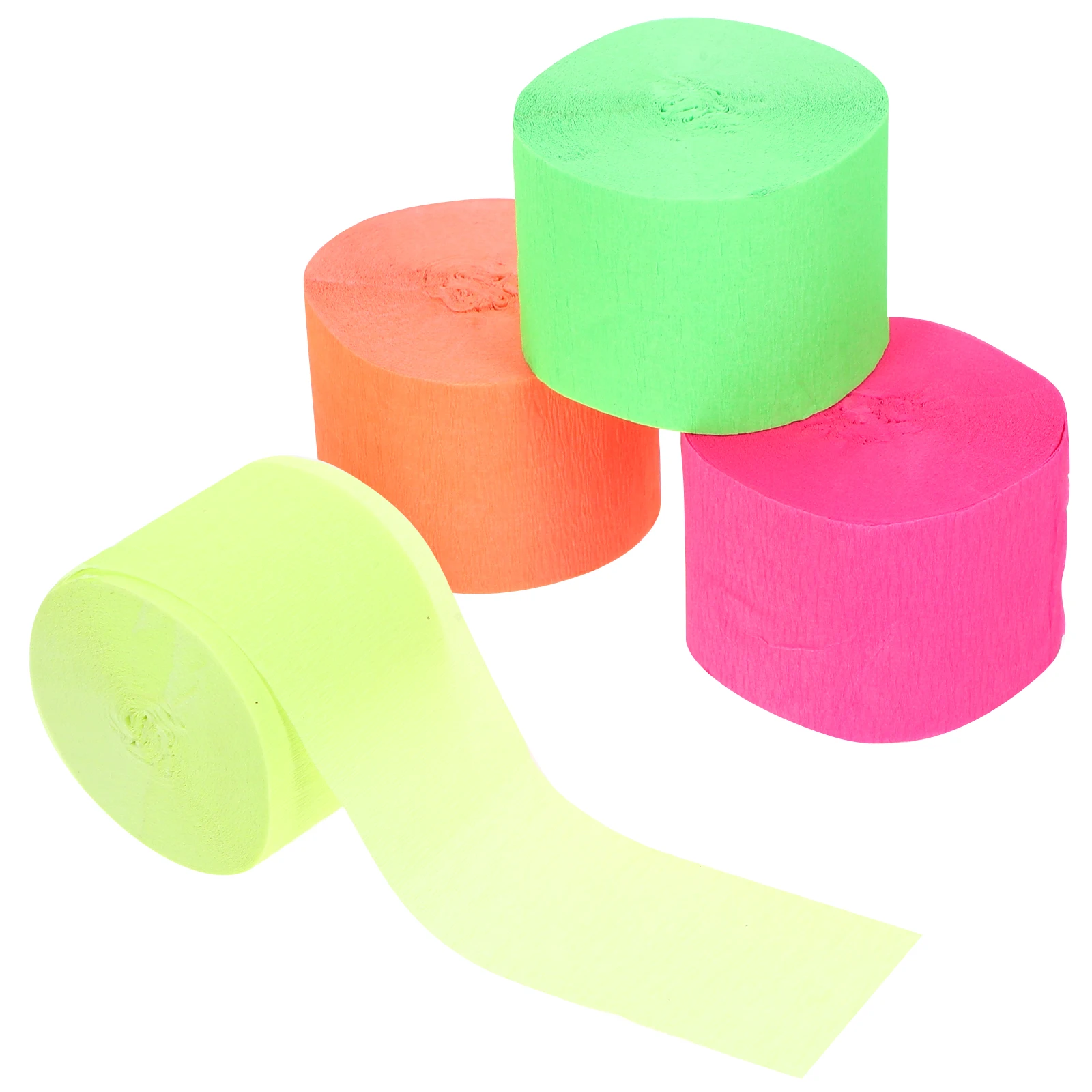

8 Rolls Colored Fluorescent Paper Crepe Streamers ange Pink Yellow Party Supplies Wedding Birthday Decorations Background Wall