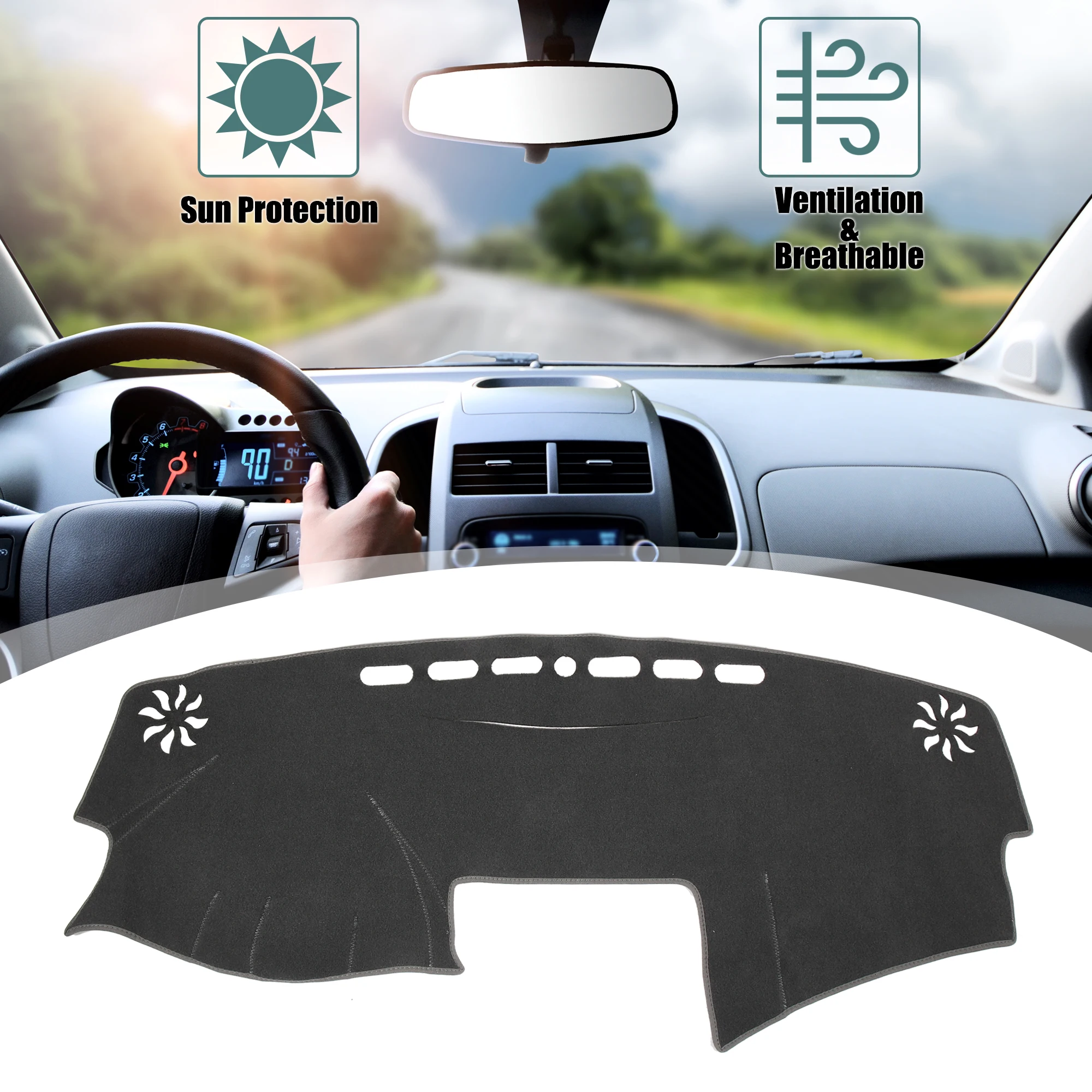 Uxcell Car Dashboard Cover Polyester Non-slip Mat Protector Carpet Sun Proof Gray for Toyota Camry 2007-2011