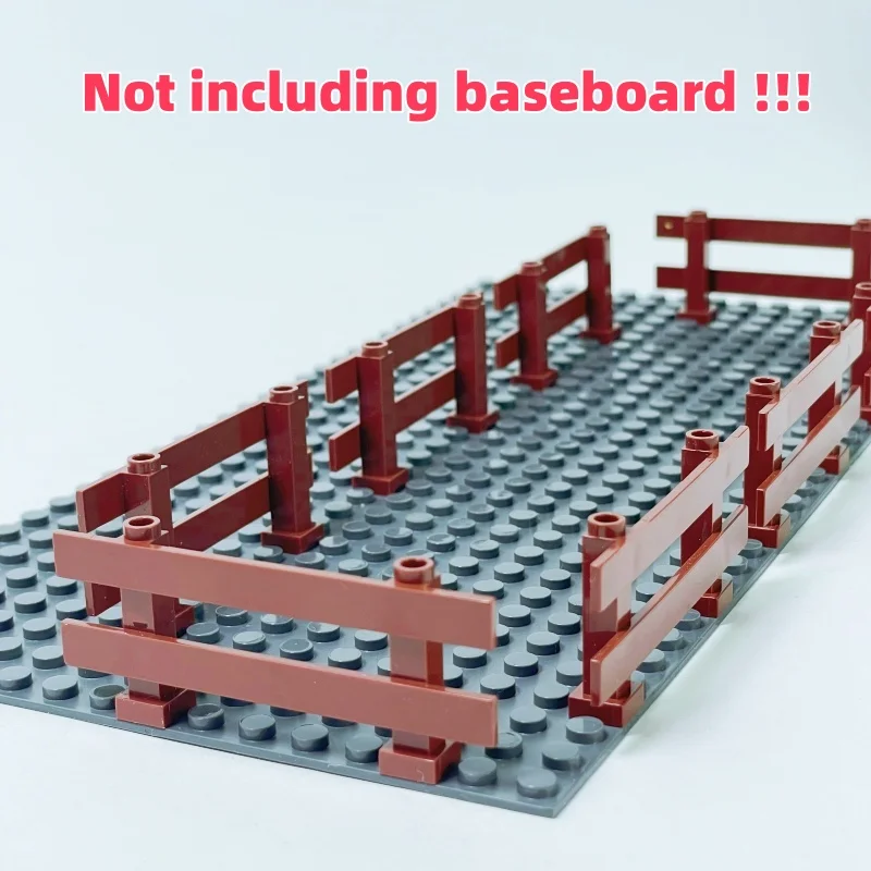 8 pièces de clôture de Ranch 8 pièces ensemble de blocs de construction Texture en bois marron pour bricolage scènes d'animaux jouets de construction de jardin de ferme