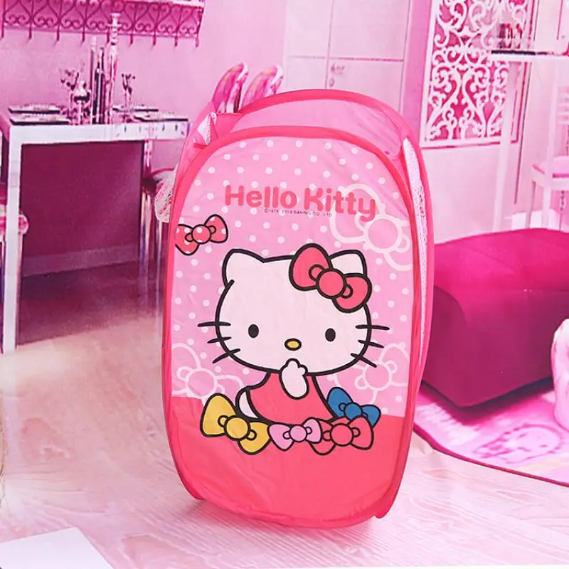 Sanrio Hello Kitty Kuromi Cartoon Dirty Clothes Basket pieghevole cesto della biancheria vestiti sporchi stoccaggio giocattolo secchio arredamento