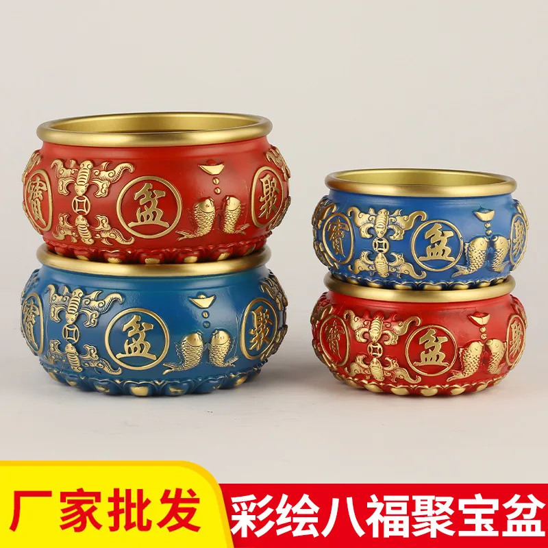 

Wholesale Manufacturer Hand-Painted Eight Blessings Treasure Bowl Color Copper Incense Burner Home Opening Gift Craft Ornament