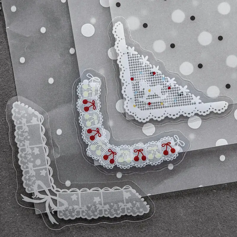

Card Lover 30 Pcs [Lace Diary Series] PET Butterfly Bow Crochet Lace Trim Sticker Pack for Scrapbooking Journaling Supplies