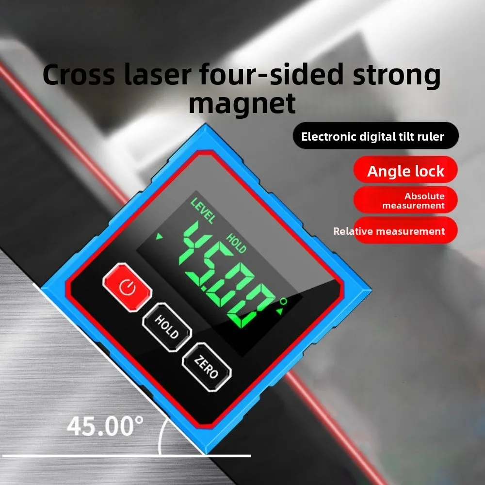 With Magnetism Cross Electronic Laser USB Rechargeable Protractor Level Angle Ruler Angle Measurement Inclinometer