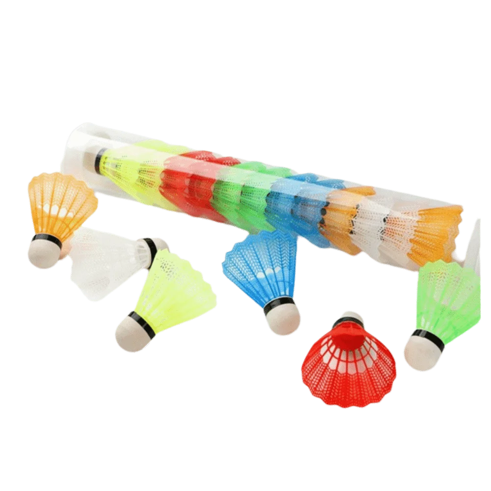 12pcs Multi-Colored Nylon Shuttlecocks Uniform Flight Durable Design Plastic Badminton Shuttlecocks Indoor Shuttlecocks
