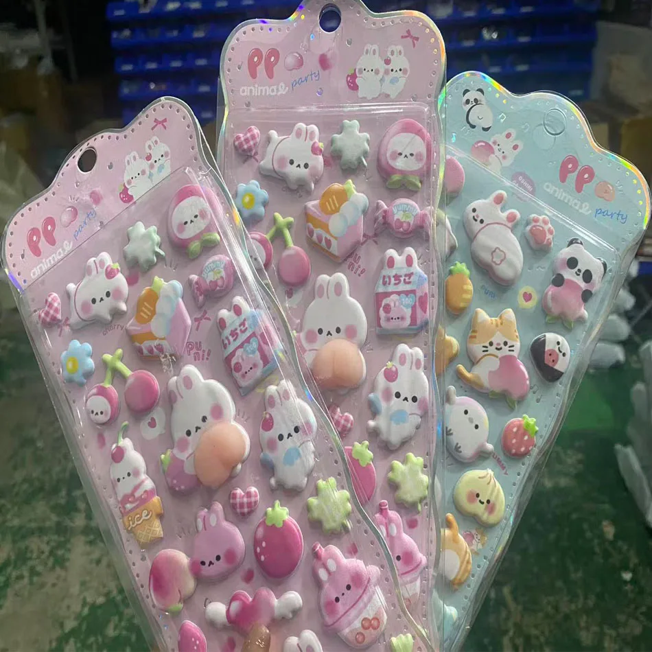 3Dキュートバニーピーチステッカー カワイイ動物ステッカー - スクイーズフィジェットDIYデカール 携帯ケース、スクラップブック用、楽しいストレス解消ギフト