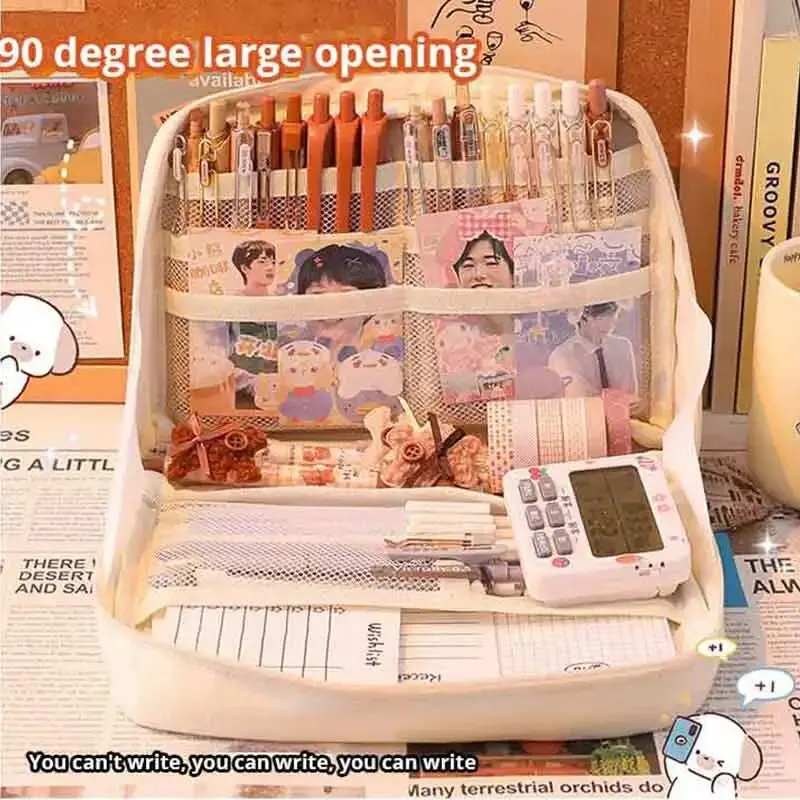 1pc Large Capacity Pencil Case Cute Student Pencil Cases Big Pen Bag Case Storage Box Pen Case Gift School Stationery Travel Bag