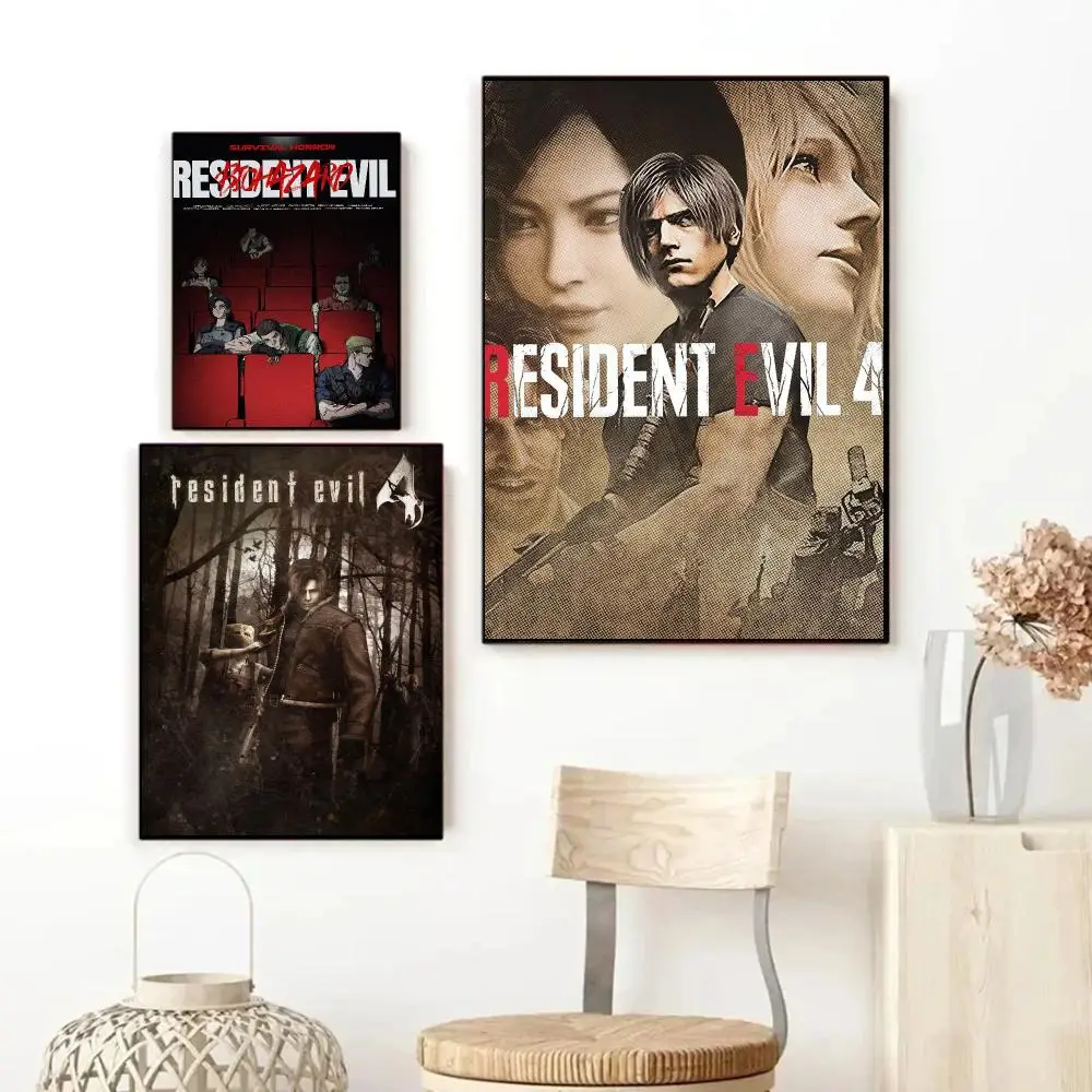 Resident Evil 4 game Poster Art HD Advanced Aesthetic Printing Paper Wall Art for Living Room Home Decor