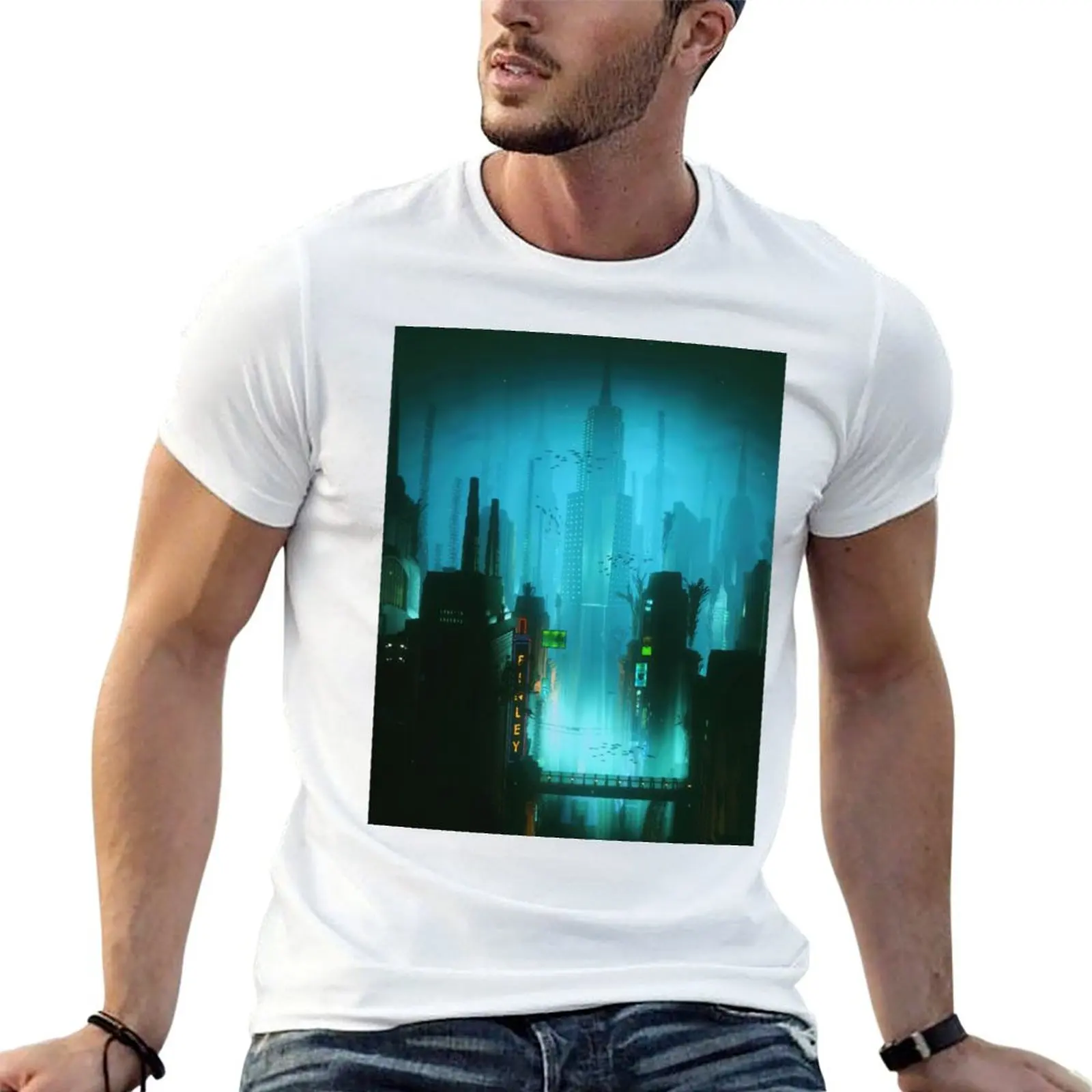 T-shirt City of Rapture Urban Dreamscape pour homme, t-shirt essentiel de luxe, t-shirt décontracté pour homme
