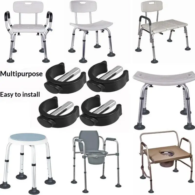 4Pcs Versatile C-Shape Cane Holder Clips Seniors Mobility Aids Crutch Accessories Walker Replacement Parts