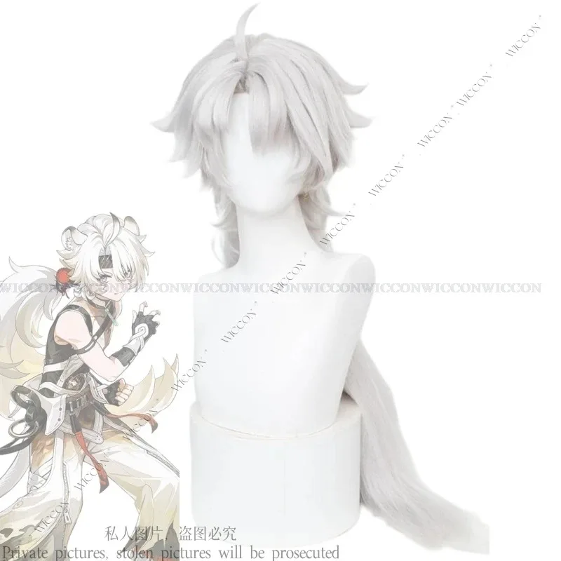 Qq681Lingyang Anime juego Wuthering Waves disfraz Cosplay peluca zapatos tatuaje pegatina pequeño León Solaris-3 Animal oreja cola Halloween