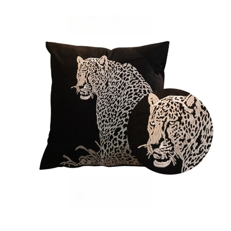 Modern Luxury Living Room Sofa Pillow Covers Decorative Home Decor Leopard Embroidered Cushion Cover 45x45cm Pillow Case