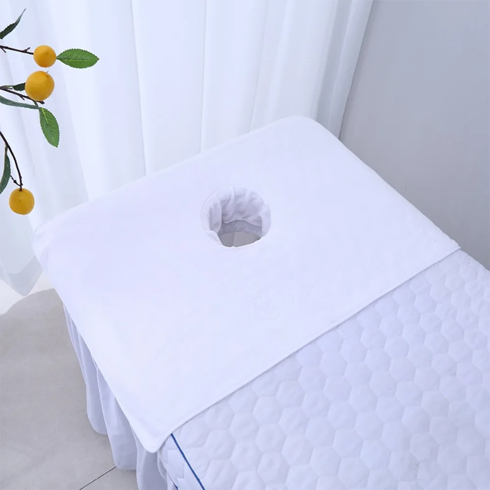 35 x 90cm Reusable Cotton Polyester Salon Massage Towel Mat Washable Beauty Salon Spa Lying Hole Bed Sheet Aperture Towel White