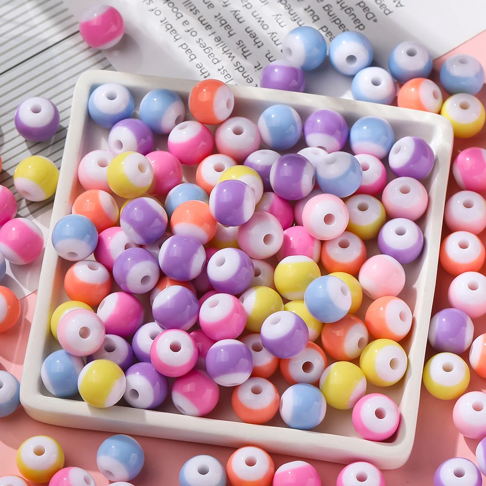 

10pcs 12mm Acrylic Double Color Bead Round Spacer Beads for Handmade DIY Earrings Bracelets Keychains Jewelry Making Supplies
