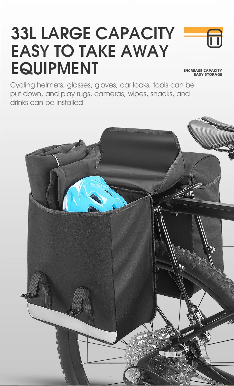 WEST BIKING 33L Große Fahrradtasche Doppelseitige Gepäckträgertasche MTB Rennrad Reisetasche Fahrradgepäckträger-Packtasche – Detail 6