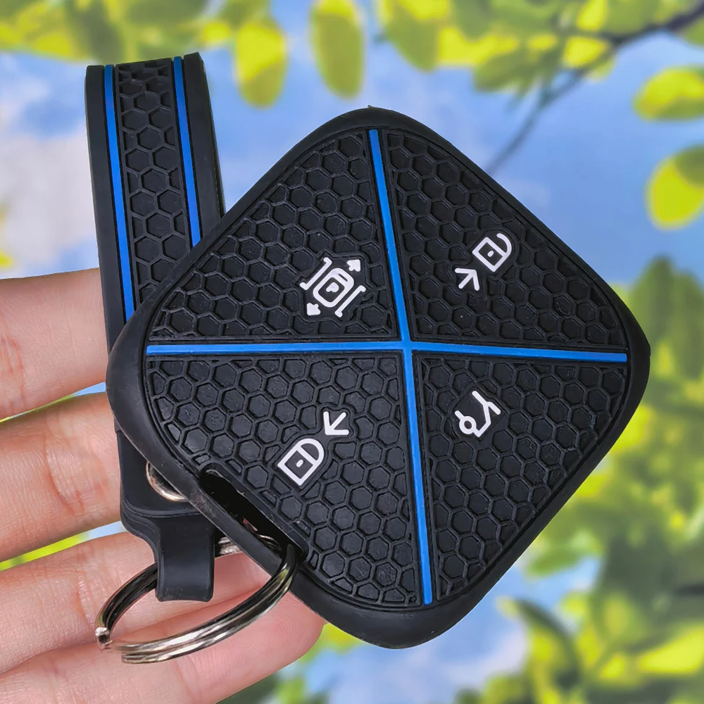 Sport‑Look Cross‑Line Silicone Key Fob Cover With Keychain Ring for ZEEKR 001 001FR 7X MIX 007 X 009 Car Remote Protector Shell