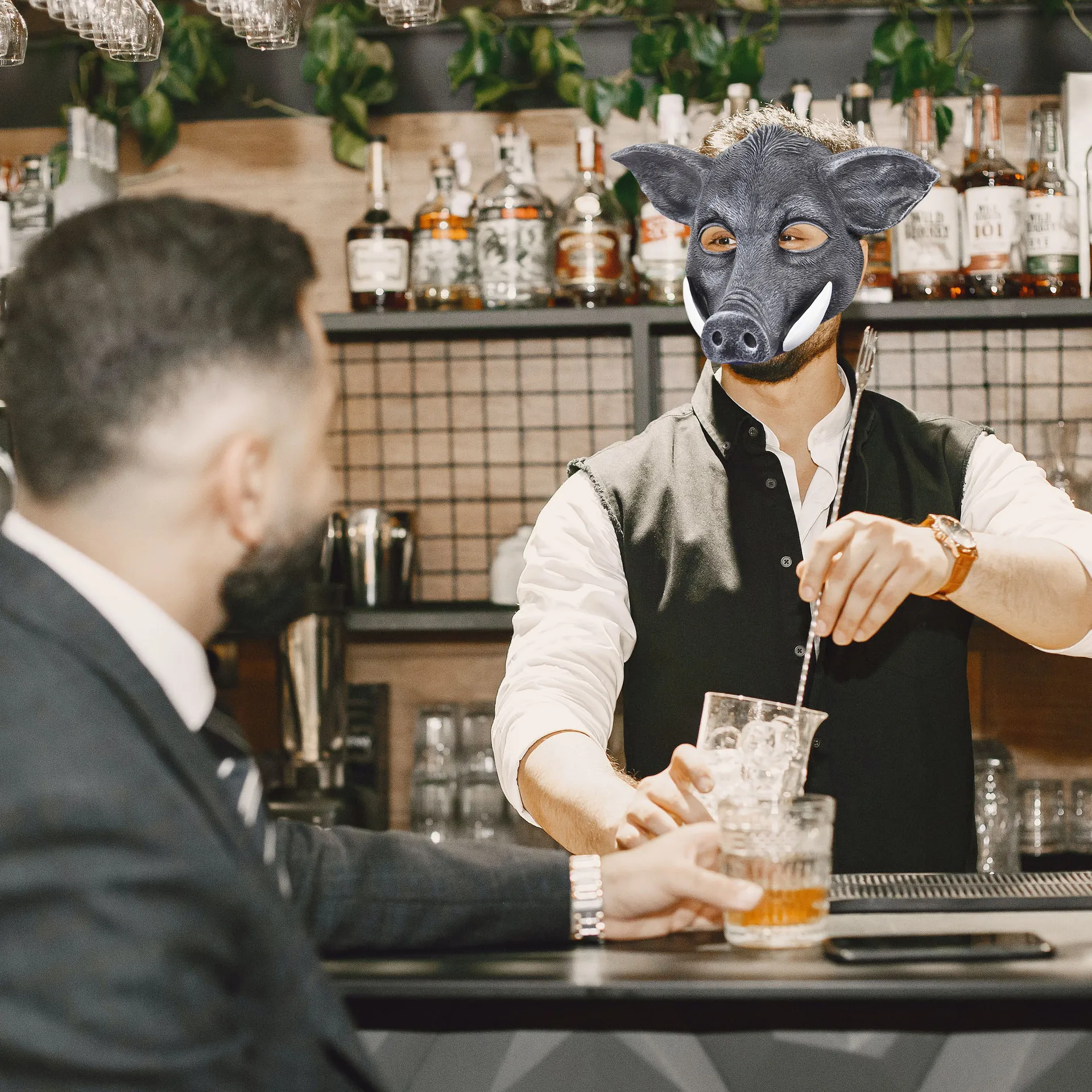 Boar Mask Pig Half Face Mask Party Stage Performance Halloween Animal Headgear Spooky Pig Masks