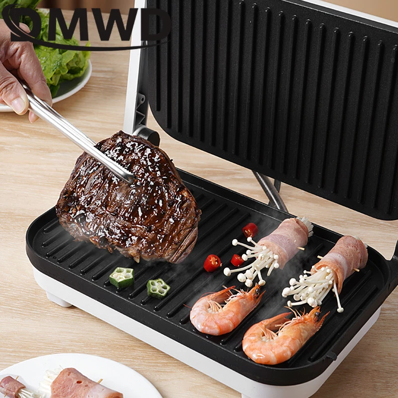 DMWD Electric Steak Machine Multi functional Sandwich Muffin Maker Breakfast Hamburger Panini Machine Omelette Cooker Frying Pan