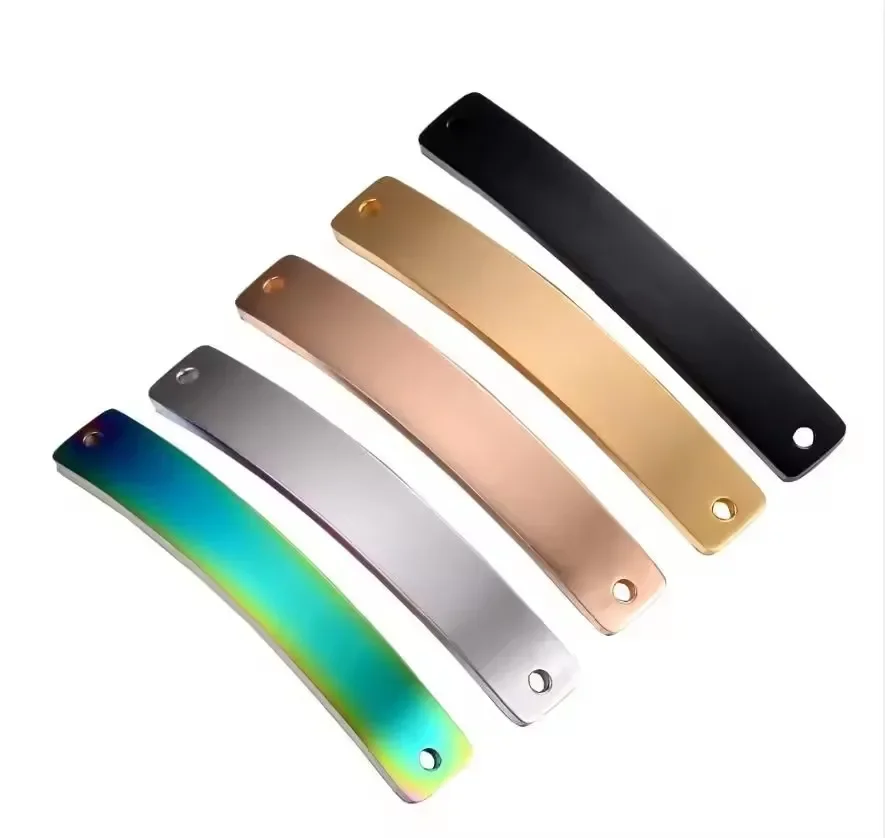 Stainless Steel Bending Long Strip Arc Shaped Connector Blank Charm Pendant DIY Making Bracelet 1.5*6*39mm 20piece/lot