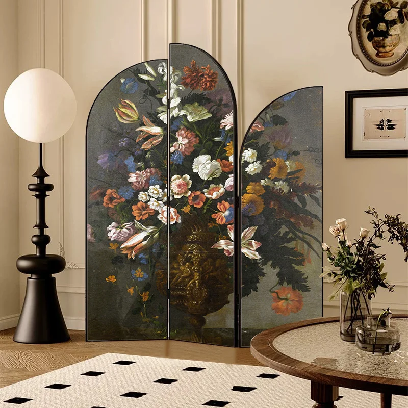 

Medieval screen partition entrance light luxury high-end hotel office mobile folding retro corner folding screen