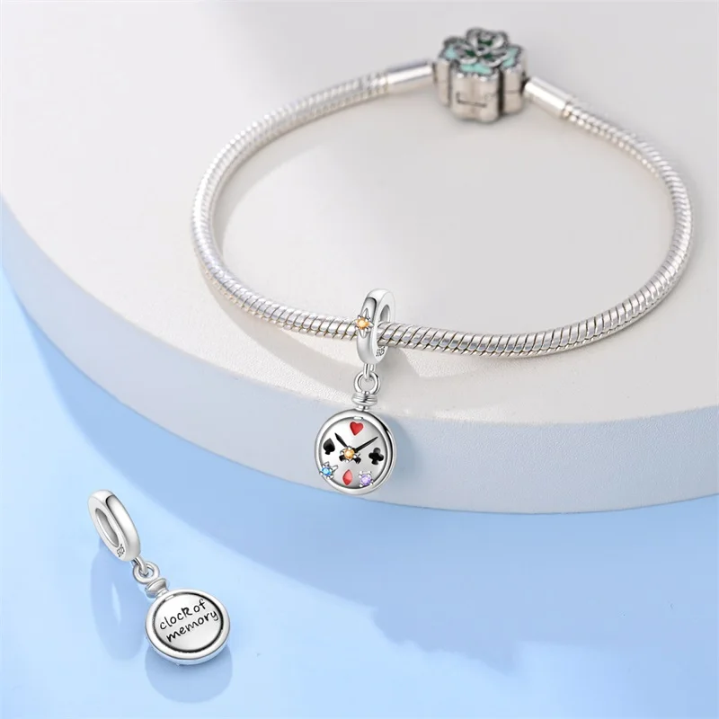 New 925 Sterling Silver Fairy Tale Clock Charms Pendant  Fit 3mm Original Bracelet DIY Women Exquisite Birthday Jewelry Gifts