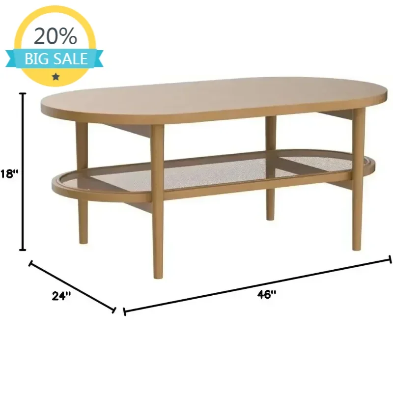 

BestsellerBestseller[XMSJ]Sonia Coffee Table with Storage Shelf, Light Wood/Rattan