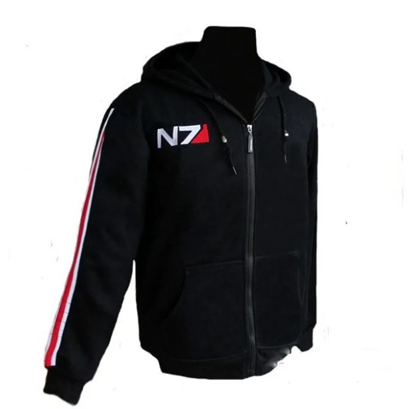 Mass Effect N7 Sudadera con capucha para hombre y mujer, chándal con cremallera, chaqueta polar informal, color negro, invierno, XXXL