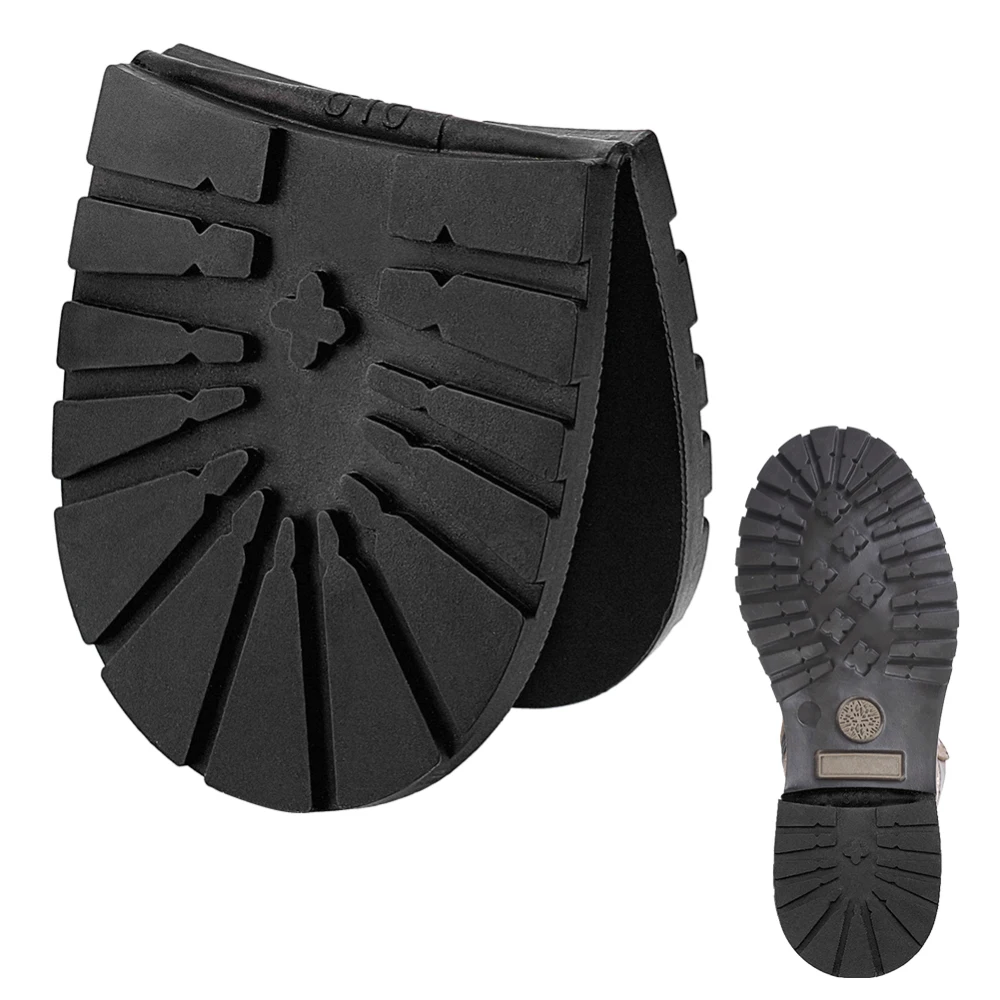 1 pc Anti Skid Rubber Shoes Bottom Heel Sole Wear Resistant Raised Grain Repair Sole Pad for Boot Leather Shoes Black 165x73x6mm