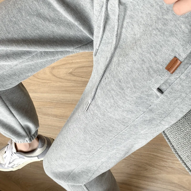 رمادي Sweatpants المرأة ربيع الخريف جديد الصيف عالية الخصر فضفاض مشد هارلان السراويل الجانب شريط Sweatpants غير رسمية للنساء