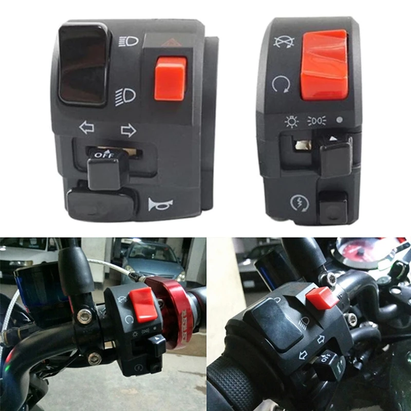 2x Motorcycle Switches Horn Button Turn Signal Electric Fog Lamp Light Start Handlebar Controller Switch for 300cc 600cc