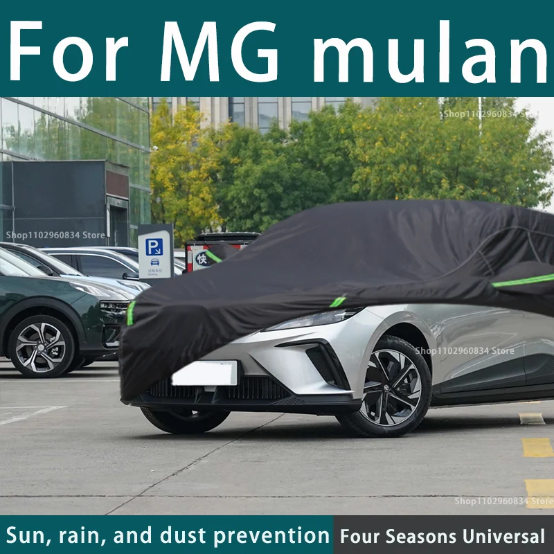 

For MG Mulan 210T Full Car Covers Outdoor Uv Sun Protection Dust Rain Snow Protective Car Cover Auto Black Cover