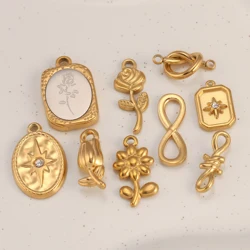 3Pcs Rose Flower/Heart/Infinity Symbol Connectors Jewelry Making Charms Stainless Steeel Diy Charm for Earring Necklace Bracelet