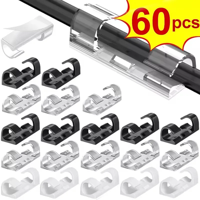 Clips de Cable adhesivos, administrador de cables de datos, organizador de gestión de cables para escritorio, oficina, coche, hogar, abrazadera de Clip de Cable, pegatina autoadhesiva