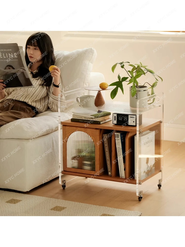 Erman Side Cabinet/Cloud Whale Sweeper Shelf Japanese Solid Wood Small Coffee Table Acrylic Mobile Side Table furniture