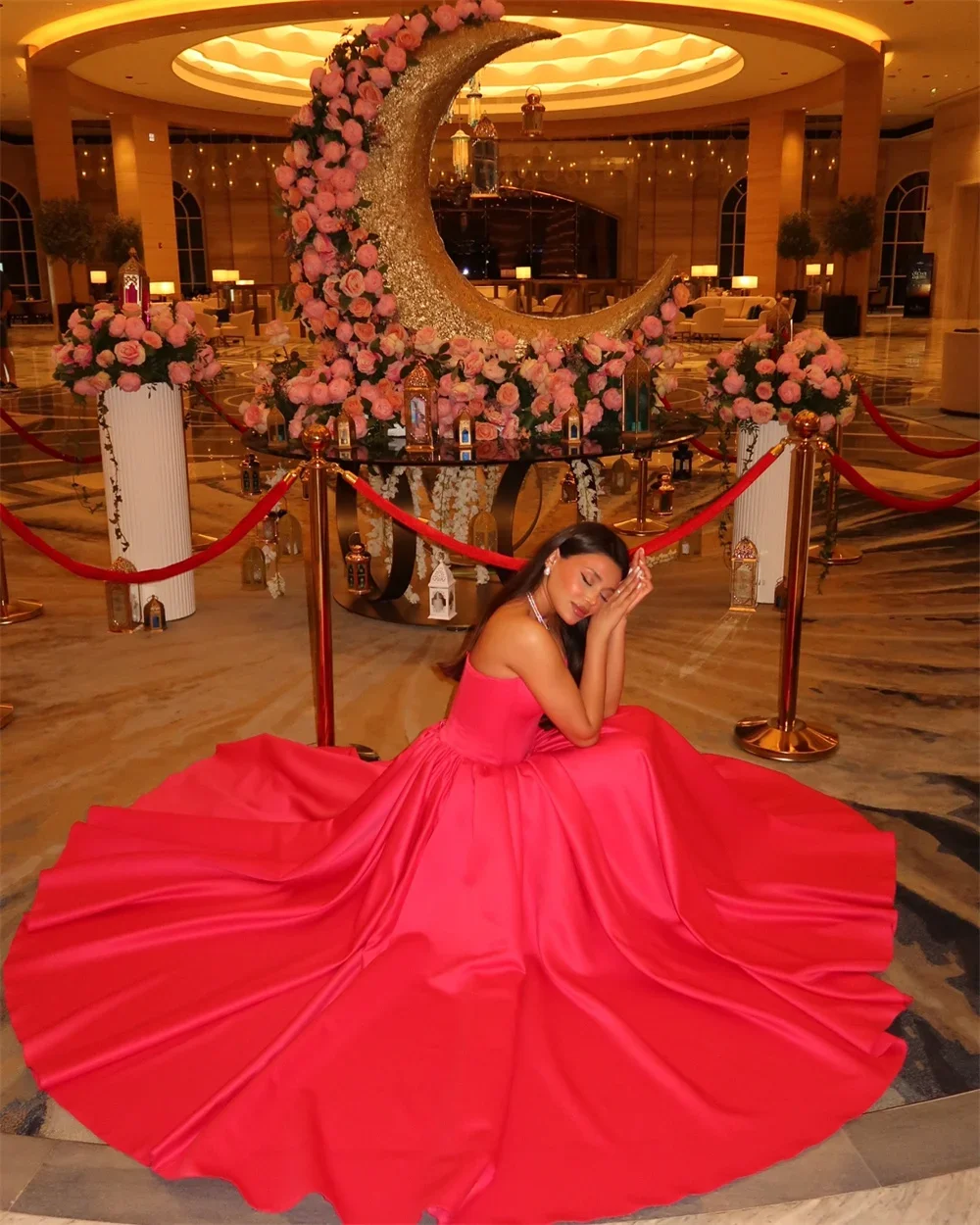 

Customized Red Strapless A-line Prom Dresses Sleeveless Simple فساتين سهرة Elegant Formal Evening vestidos de festa
