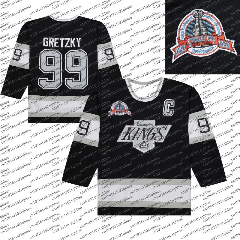 MN Men's Wayne Gretzky Black LA Kings 1992/93 Power Play Player Jersey مقاس 99 NHL كم طويل ثلاثي الأبعاد مطبوع سريع الجفاف