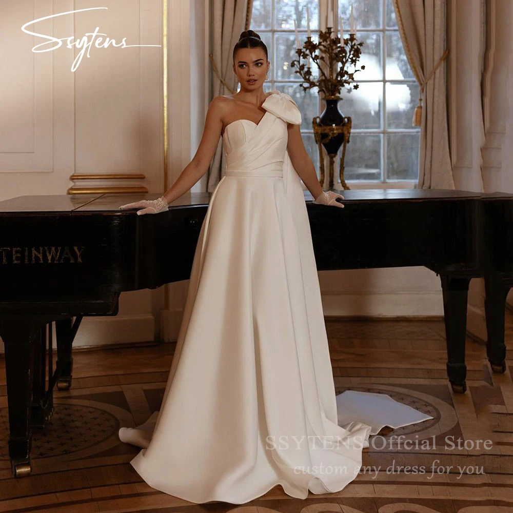 SSYTENS Charming A Line Wedding Dresses 2025 Simple Elegant Satin Custom Made Brides Wedding Party Dress Corset Bridal Dress