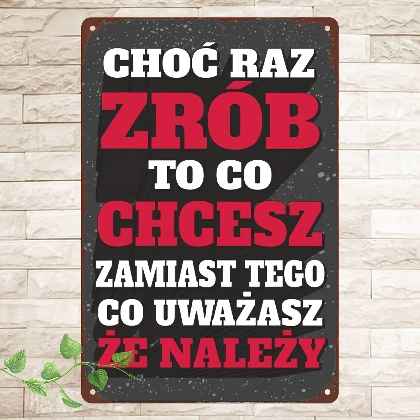 Letrero Metálico Vintage con Frases en Polaco sobre Chocolate, Arte de Pared Retro Polaco, Placa de Aluminio con las Frases "Czerń robisz" y "Chcesz" para Hogar, Bar, Cafetería