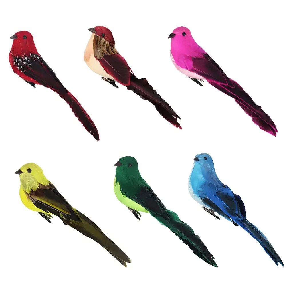 Fake Craft Birds Artificial Foam Feathers Mini Bird with Clamp Mariage Table Birthday Party Decorations Garden Tree Decors