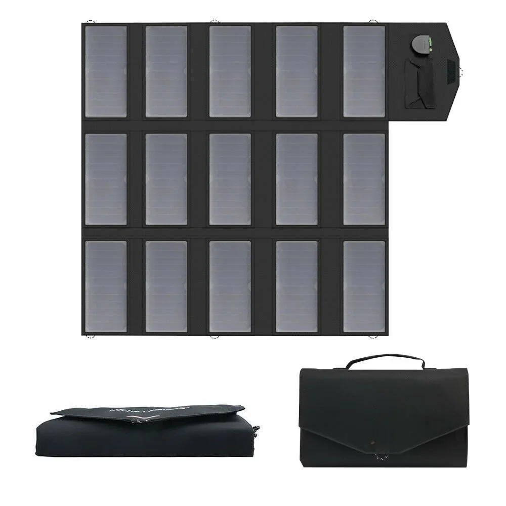 100W Foldable Solar Panel, Portable Solar Charger (Dual 5v USB with HighTechnology+18v DC Output) for Outdoor