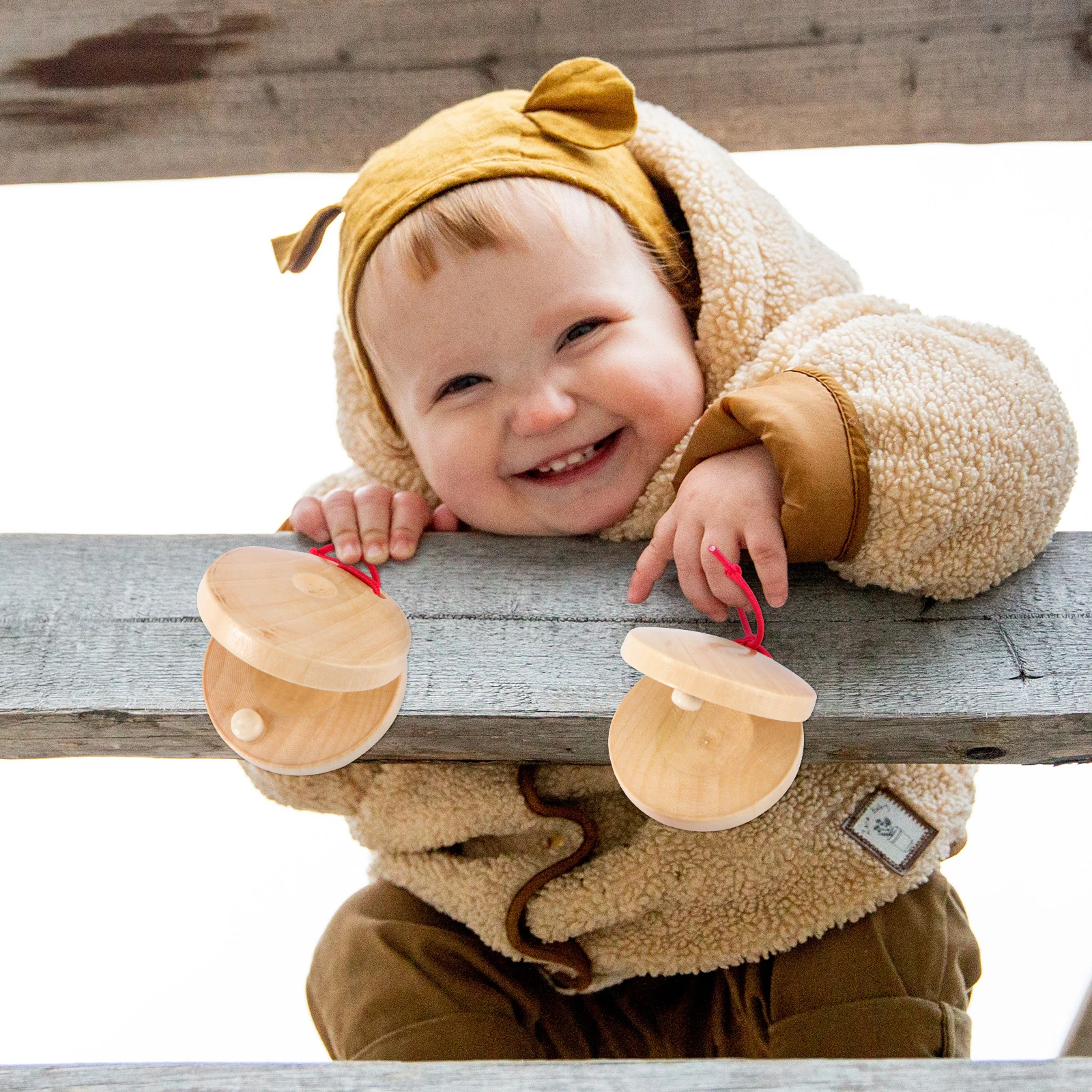 

4 Pcs Musical Instrument Wooden Castanets Toddler Toys Baby Xylophone Kids Drum Education