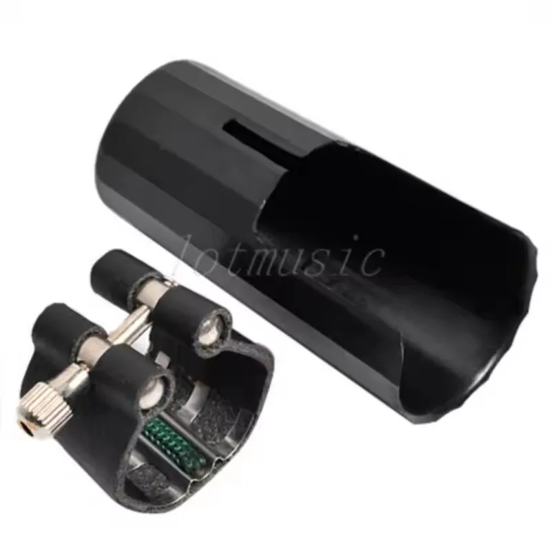 

5 Set Black Leather Ligature with Plastic Cap for Alto Saxophone Mouthpiece