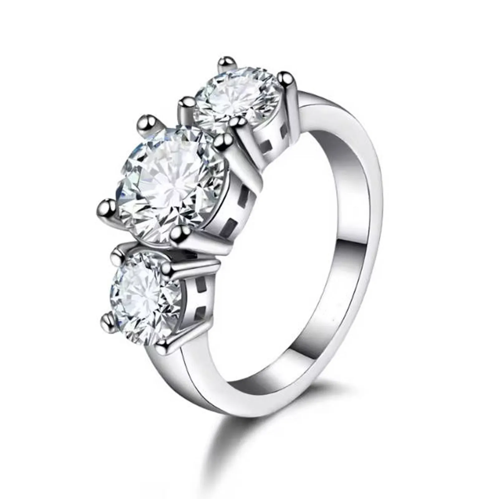 رائجة البيع 925 فضة اللون 3 تشيكوسلوفاكيا حجر الشق إعداد الفرقة خواتم للرجال النساء مجوهرات الزفاف الخطوبة