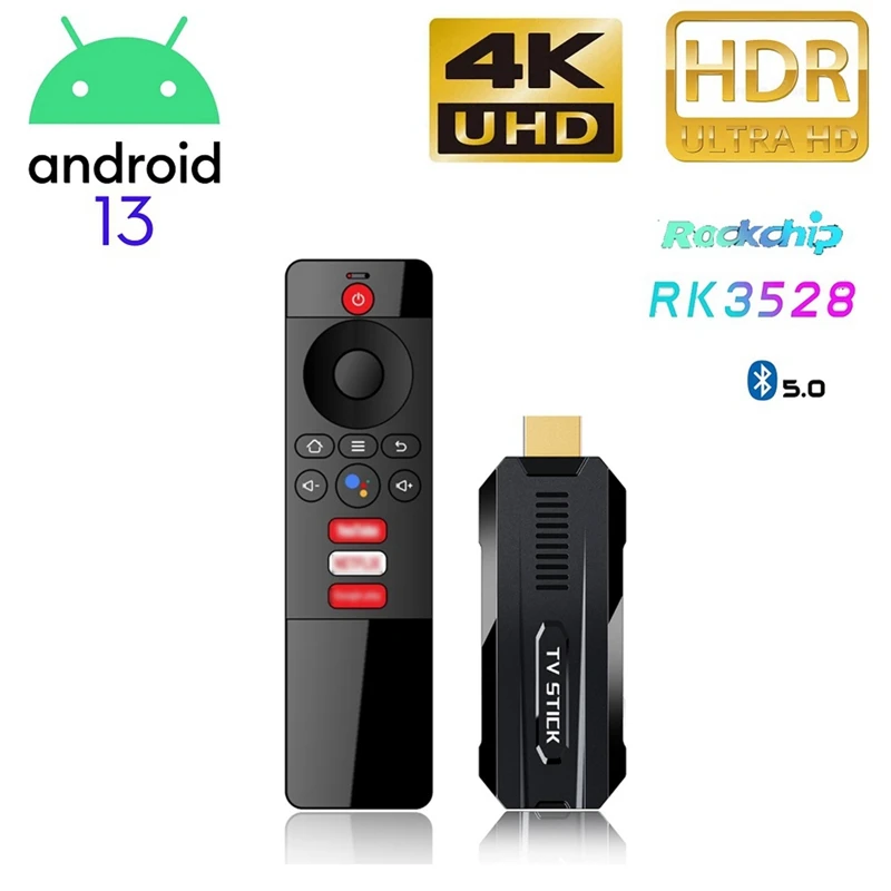 

Android 13 Smart TV Stick RK3528 4K 8K HDR WIFI6 2GB+16GB -Compatible Media BT5.0 Voice Assistant ABS Tv Box 1Set