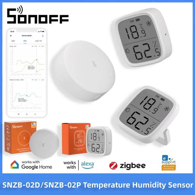 SONOFF SNZB-02D / SNZB-02P Zigbee Temperature Humidity Sensor Smart Home Remote Real-time Monitor Via Ewelink Alexa Google Home