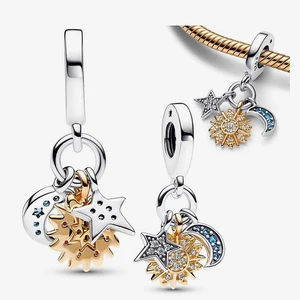 925 Silver Star and Moon Series Charm Accounts for Women, Original Pandora Fits, Paults, Diy Jewelry, Party, Birthday Gifts, New 10 Main Sales Star Pendant - №9