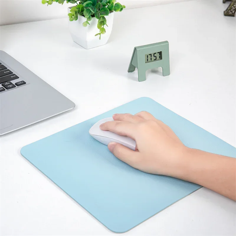 New Simple Solid Color PU Leather Mouse Mat Anti-slip Waterproof 23*19cm Mouse Pad School Supplies Office Accessories Desk Set