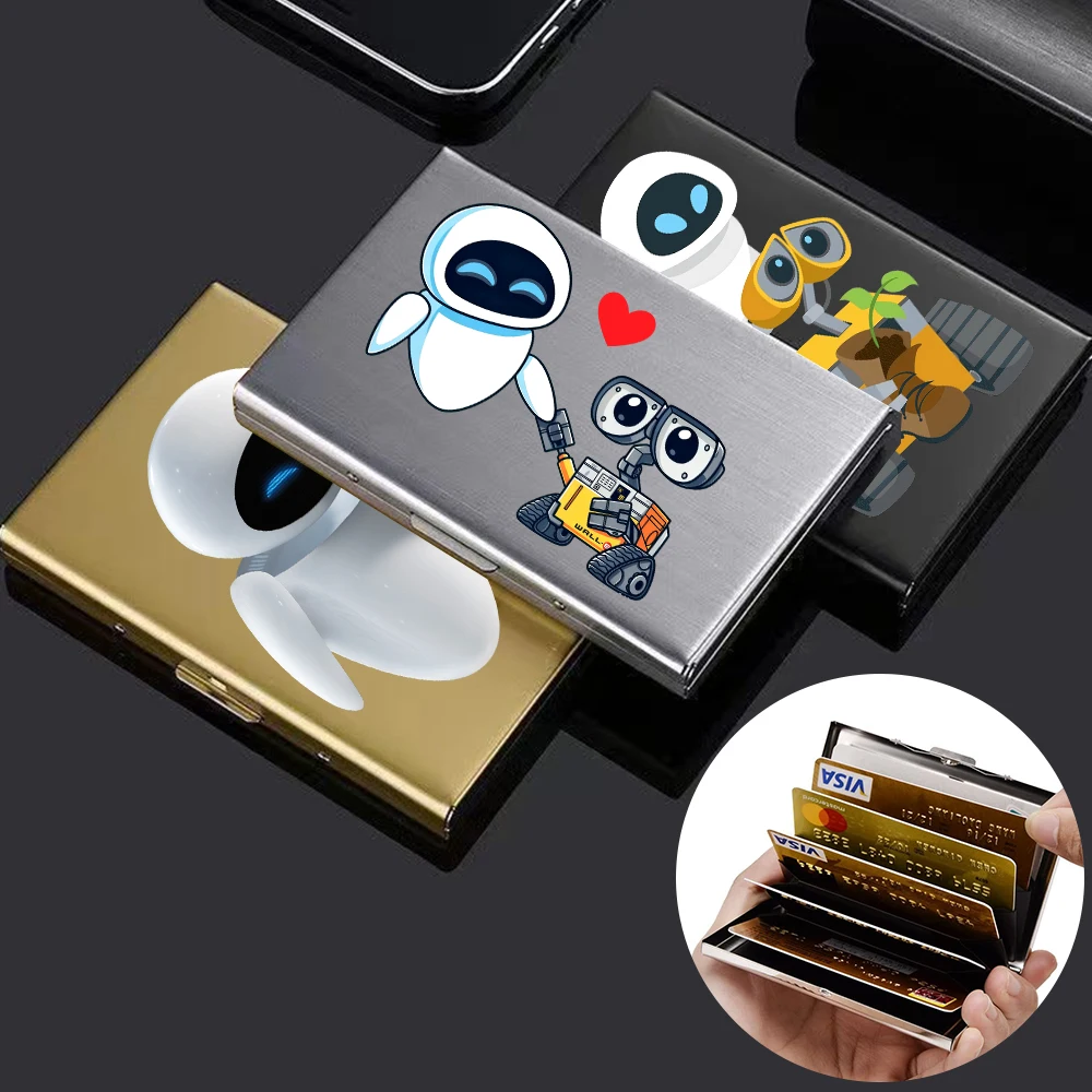 Wall-E الساخن بطاقة الائتمان المحفظة الرجال النساء الأعمال متعددة الوظائف سليم المحفظة حامل بطاقة الفولاذ المقاوم للصدأ 10 فتحات بطاقة هدية
