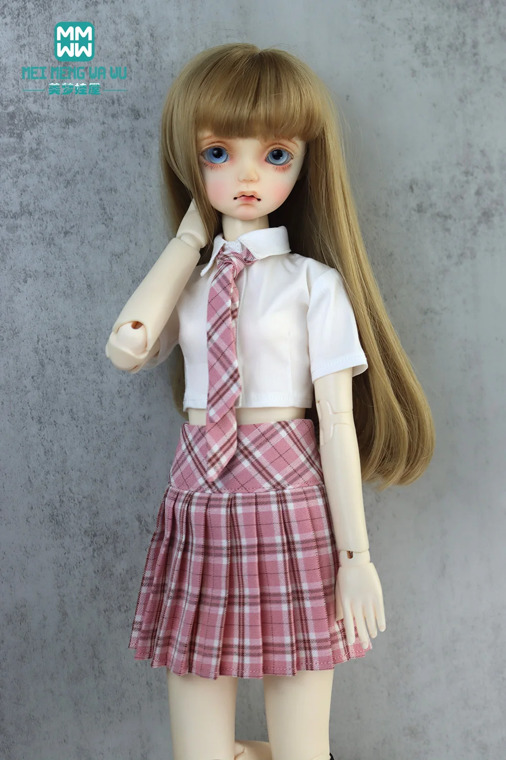 

BJD doll clothes 43-60CM doll 1/4 1/3 moving ball joint doll school uniform skirt pleated skirt short sleeve shirt