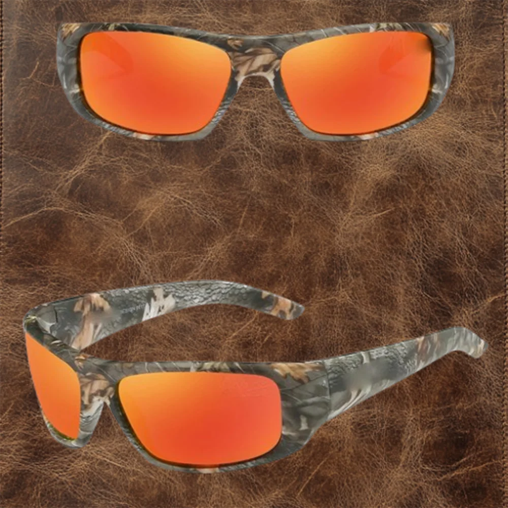 Unisex Sports Style Plastic Full Frame Shield Sunglasses with Camouflage Frame and Polarized Lenses - Prescription -0.75 to -6.