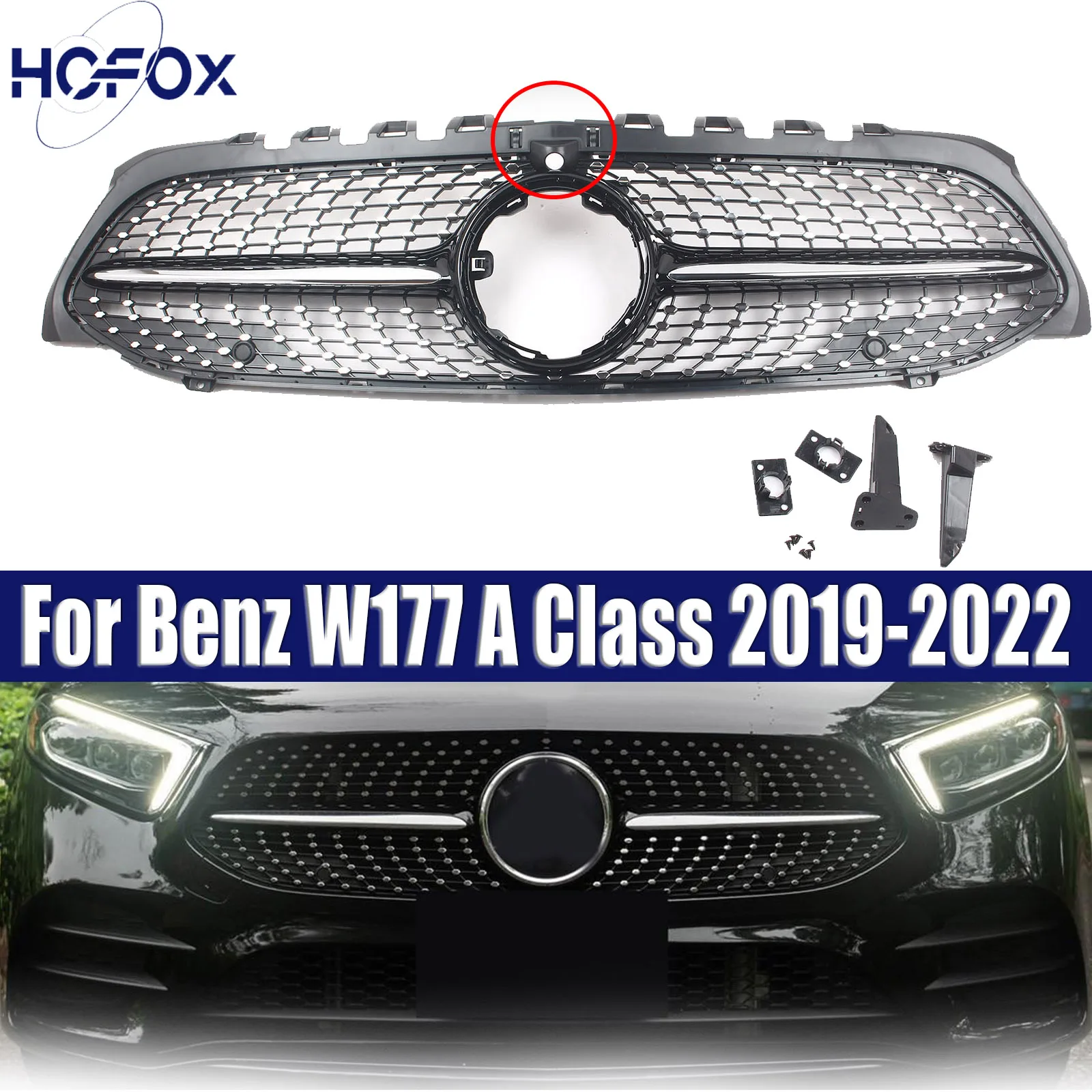 

For Mercedes Benz W177 A Class 2019-2022 Front Inlet Bumper Grille Grill Mask Grid Body Kit Tuning Accessories